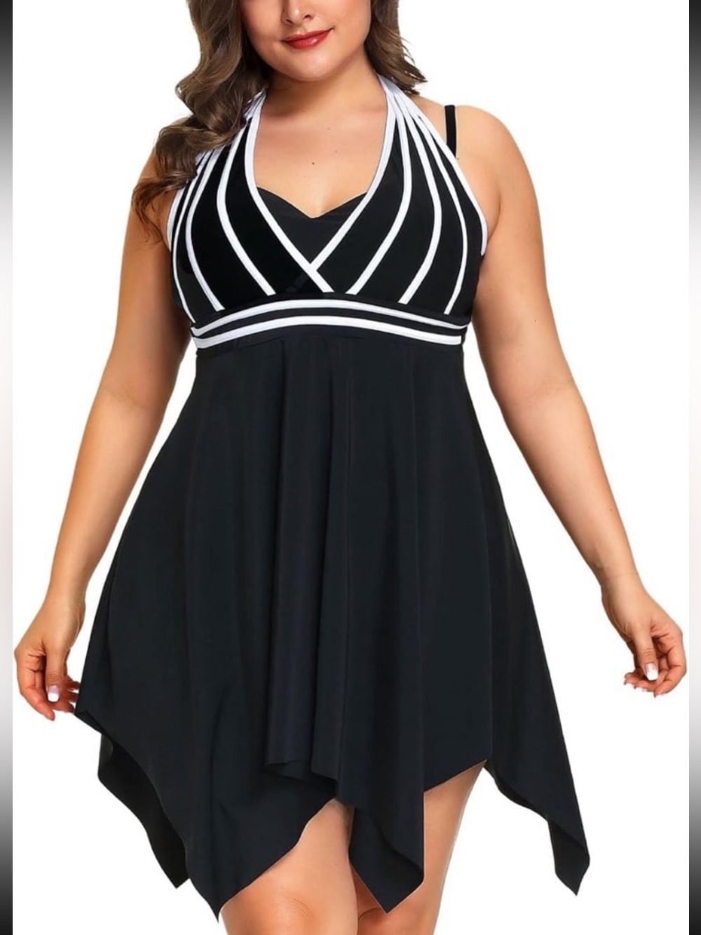Hanna Nikole Plus Size Swimdress for Women Tankini Top Halter NWT size 24W
